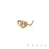 MULTI CZ DOUBLE HEART 316L SURGICAL STEEL L-SHAPE NOSE RING
